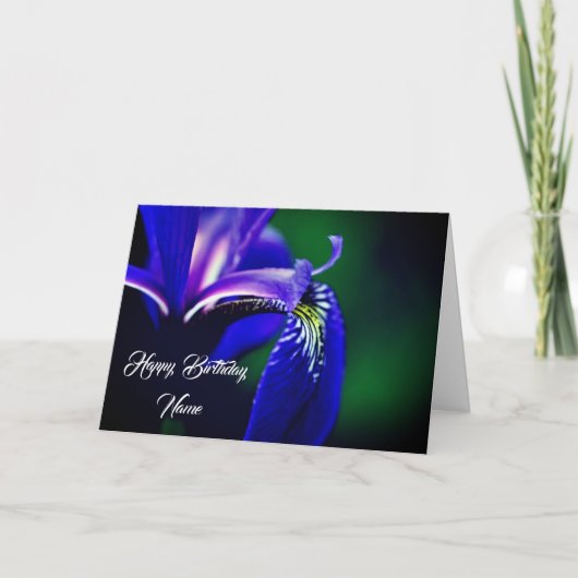 Blue Flag Iris Flower Personalized Birthday Kaart (Voorkant)