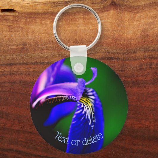 Blue Flag Iris Flower Petal Personalized Sleutelhanger (Voorkant)