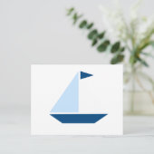 Blue Flag Sail Boat Briefkaart (Staand voorkant)