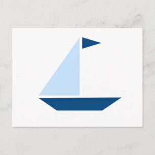 Blue Flag Sail Boat Briefkaart