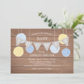 Blue Flags n Fluffs - Baby shower Uitnodiging (Staand voorkant)