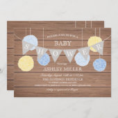 Blue Flags n Fluffs - Baby shower Uitnodiging (Voorkant / Achterkant)