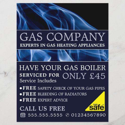 Blue Flame, Gas Engineer & Supplier Adverteren Flyer (Voorkant)