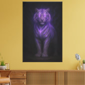 Blue Flame Guardian White Tiger – Standing Divine Canvas Afdruk (Insitu (Woonkamer))