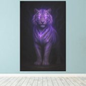 Blue Flame Guardian White Tiger – Standing Divine Canvas Afdruk (Insitu (Houten vloer))