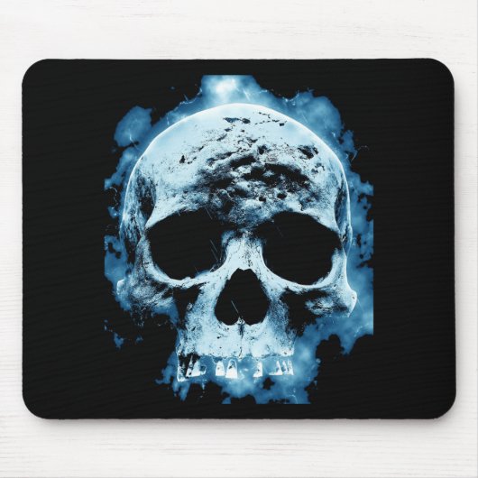 Blue Flame Halloween Death Skull Muismat (Voorkant)