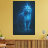 Blue Flame Lightning White Tiger – Celestial Storm Canvas Afdruk (Insitu (Woonkamer))