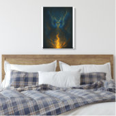 Blue Flame Phoenix Twins – Fijne Kunst Mythologisc Canvas Afdruk (Insitu (Slaapkamer))