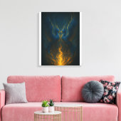 Blue Flame Phoenix Twins – Fijne Kunst Mythologisc Canvas Afdruk (Insitu (Woonkamer))