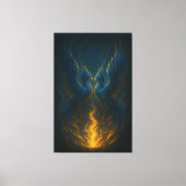 Blue Flame Phoenix Twins – Fine Art Mythical Bird Canvas Afdruk (Voorkant)