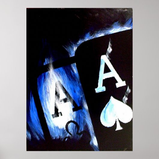 Blue Flame Pocket Aces Poker poster van Teo Alfons (Voorkant)