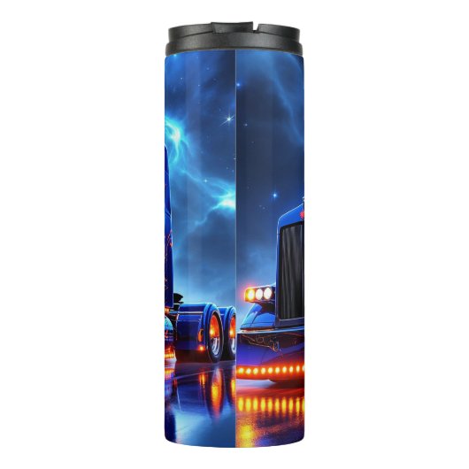 Blue Flame Semi Truck Night Thermosbeker (Achterkant)