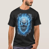 Blue Flame Skull – Dark Fantasy Art T-shirt (Voorkant)