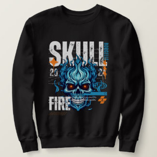 Blue Flame Skull - Edgy Streetwear T-shirt
