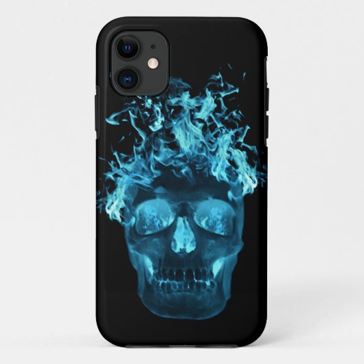 Blue Flame Skull iPhone 5G Hoesje (Achterkant)