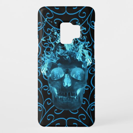 Blue Flame Skull Motorola Droid RAZR Hoesje (Achterkant)