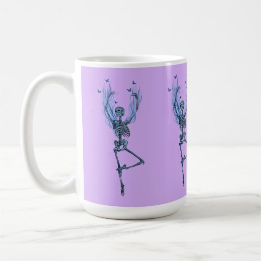 Blue Flames Ballerina Dancing Skeleton Art Purple Koffiemok (Links)