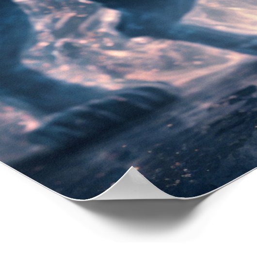 Blue Flames Fire Lion Poster (Hoek)