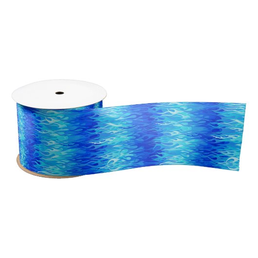 Blue Flames Pattern - Hot Rod Satijnen Lint (Spoel)