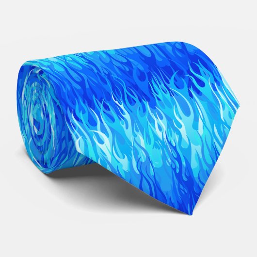 Blue Flames Pattern - Hot Rod Stropdas (Opgerold)