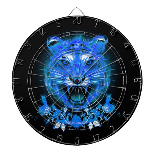 Blue Flaming Fire Tiger Dartbord (Voorkant)