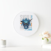 Blue Flaming Skull Streetwear Design | Cyberpunk G Grote Klok (Huis)