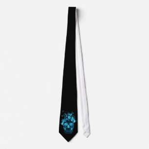 Blue Flaming Skull-Stropdas Stropdas