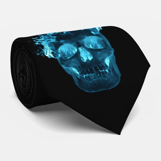 Blue Flaming Skull-Stropdas Stropdas (Opgerold)