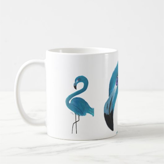 Blue Flamingo Art Koffiemok (Links)