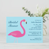 Blue Flamingo Beach Bridal Shower Invitation Kaart (Staand voorkant)