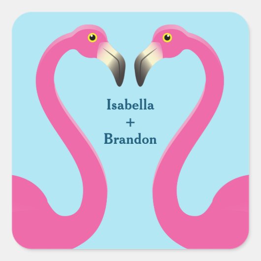 Blue Flamingo Beach bruiloft Sticker (Voorkant)