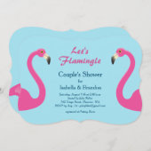 Blue Flamingo Beach Couple's Shower Invitation Kaart (Voorkant / Achterkant)