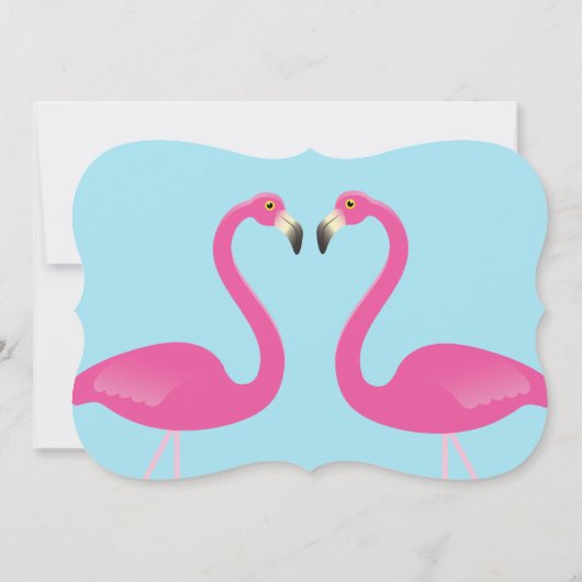 Blue Flamingo Beach Couple's Shower Invitation Kaart (Achterkant)