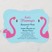 Blue Flamingo Beach Engagement Party - Uitnodiging (Voorkant / Achterkant)