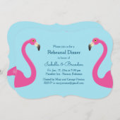 Blue Flamingo Beach Rehearsal Dinner Invitation Kaart (Voorkant / Achterkant)