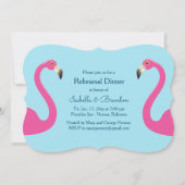 Blue Flamingo Beach Rehearsal Dinner Invitation Kaart (Voorkant)