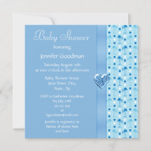 Blue Flamingo Boy Baby shower nodigt uit Kaart