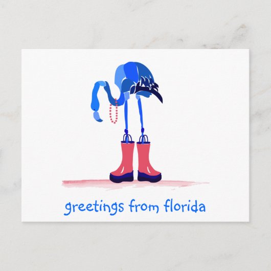 Blue Flamingo, Greetings uit Florida Briefkaart (Voorkant)