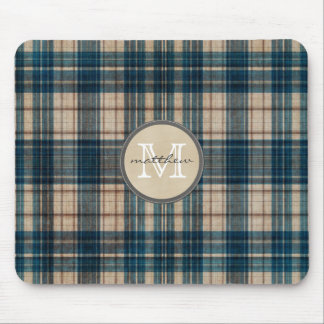 Blue Flannel Background Monogram Muismat