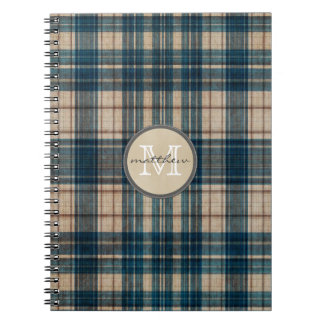 Blue Flannel Background Monogram Notitieboek