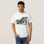 Blue Flat Track & Speedway Motorcycle Racer T-shirt (Voorkant volledig)