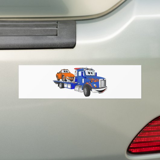Blue Flatbed Tow Truck Bumpersticker (Op auto)