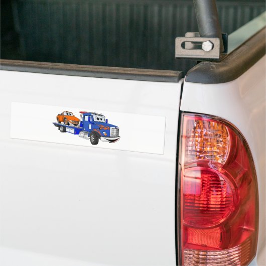 Blue Flatbed Tow Truck Bumpersticker (Op Truck)