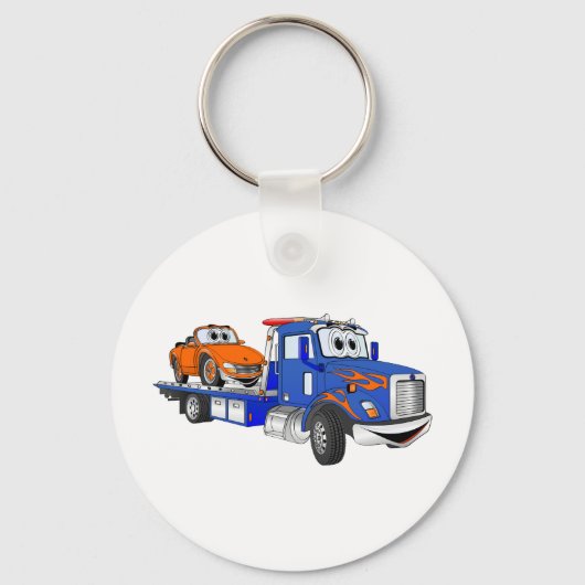 Blue Flatbed Tow Truck Sleutelhanger (Voorkant)