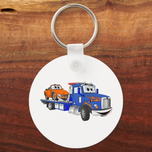 Blue Flatbed Tow Truck Sleutelhanger (Voorkant)