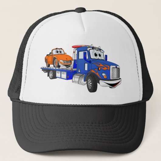 Blue Flatbed Tow Truck Trucker Pet (Voorkant)