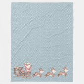 Blue Fleece Deken w / Santa in de slee (Voorkant)