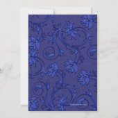 Blue Fleur Damask Wedding Kaart (Achterkant)