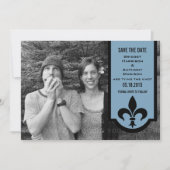 Blue Fleur De Lis Banner Save the Date Invite (Voorkant)