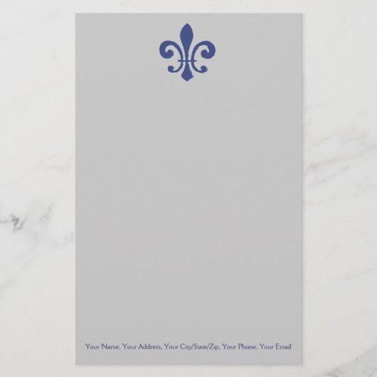 Blue Fleur De Lis Briefpapier (Voorkant)